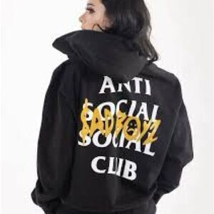 NWT Anti Social Social Club Sadboyz Sad & Anti Social Hoodie Black & Gold- LARGE